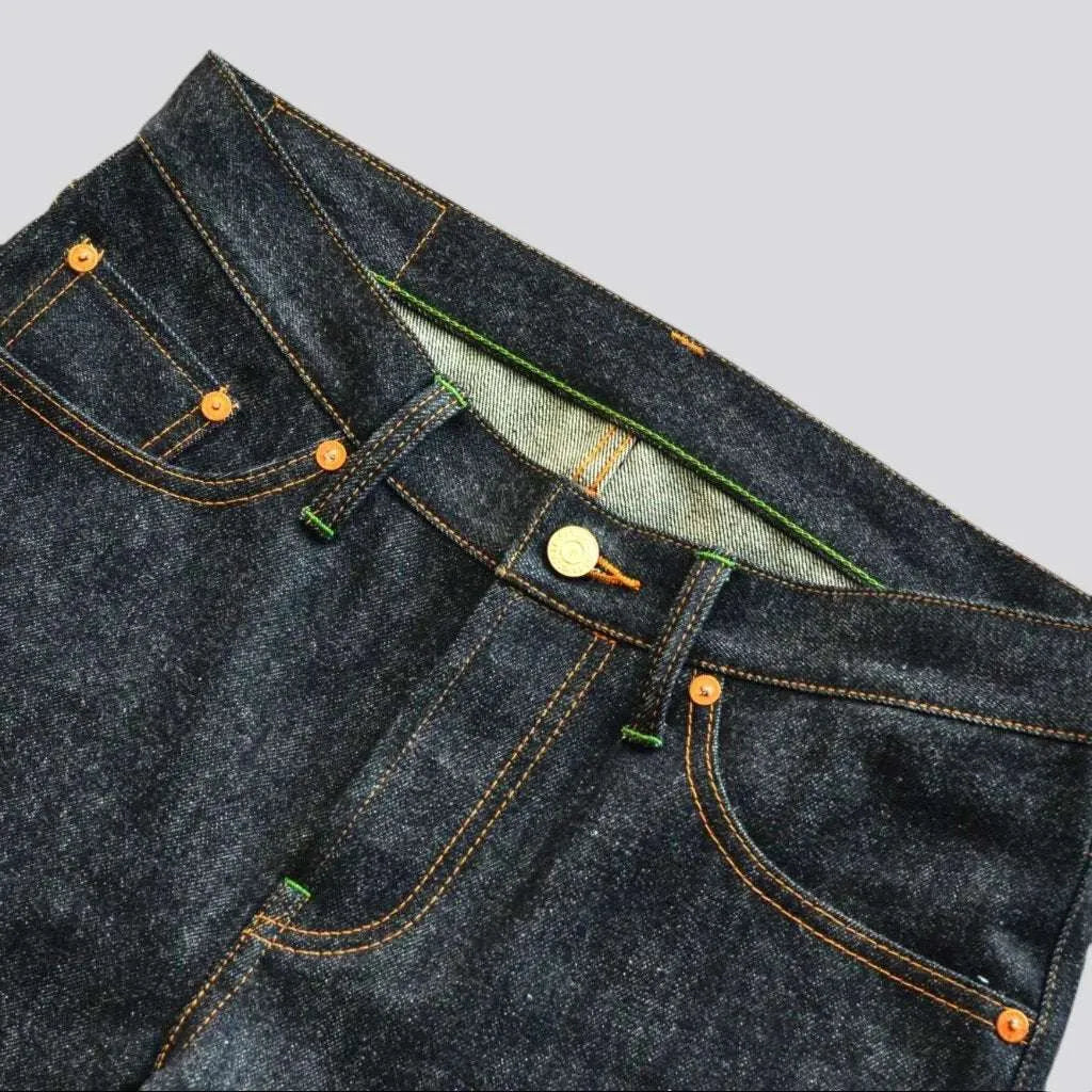 Raw tapered men's self-edge jeans