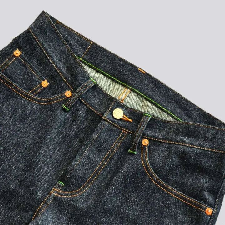 Raw tapered men's self-edge jeans