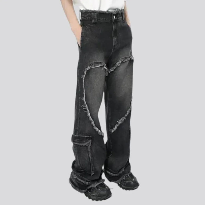 Grunge baggy mid rise jeans for men