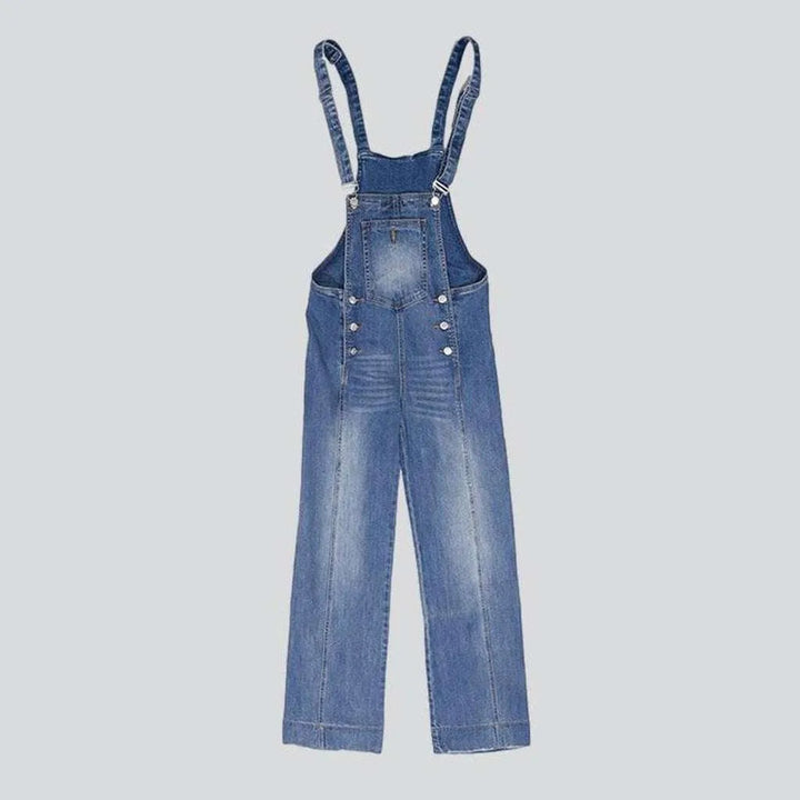 Wide-leg women's denim jumpsuit