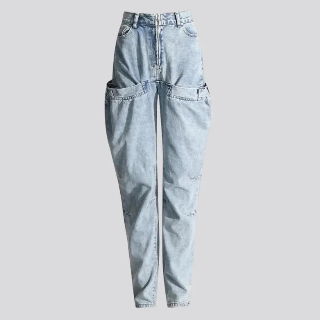 Boho style roomy fit high-waist women's jeans