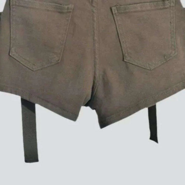 Cargo wide-leg women's denim shorts