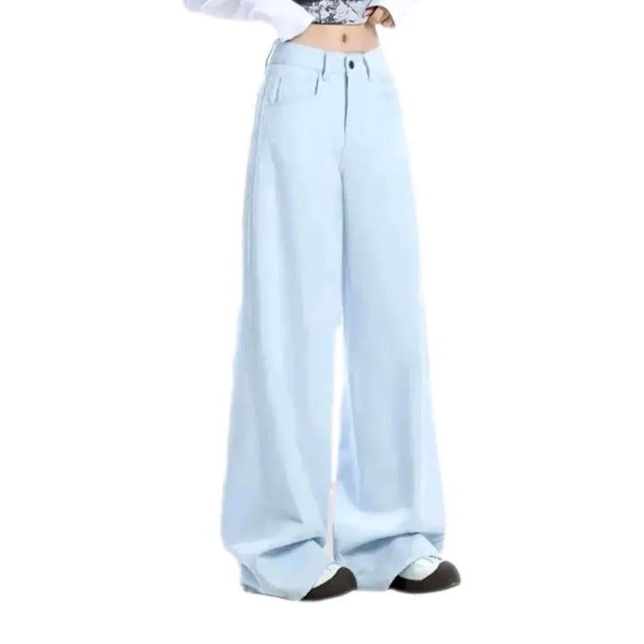 Fashionable Baggy High Rise Women's Jeans - Light Blue