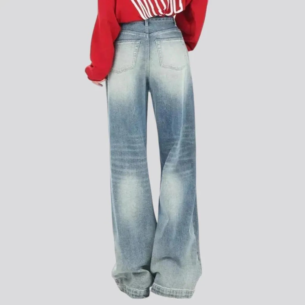 Fashionable high-rise baggy women's jeans