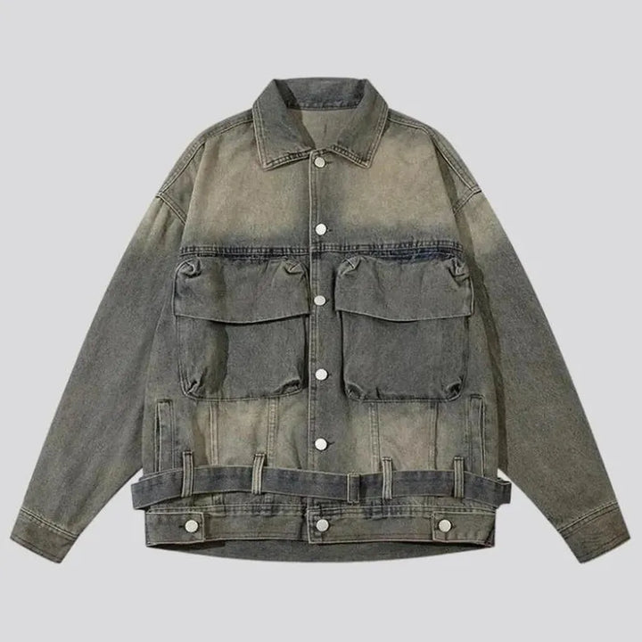 Sanded voluminous denim jacket
 for men