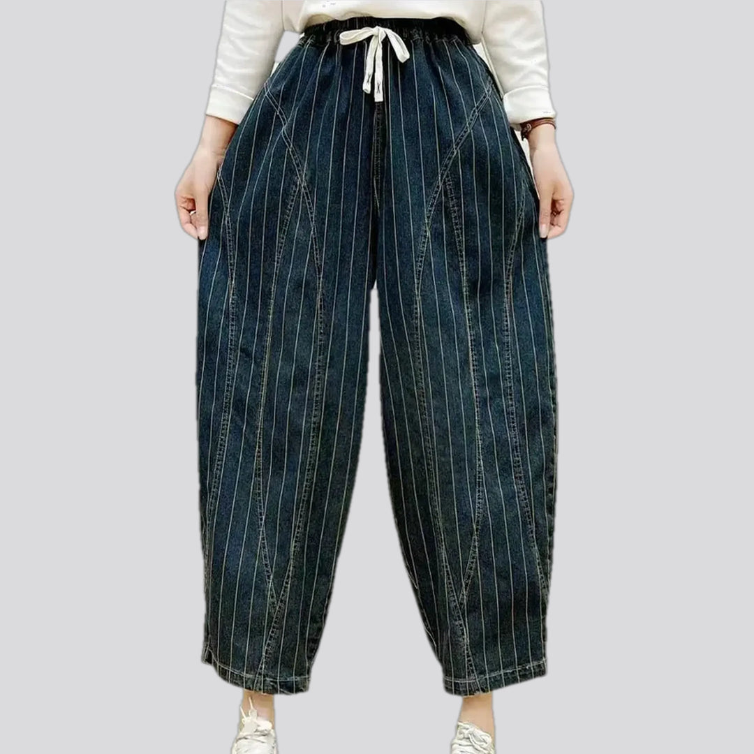 Baggy Medium Rise Striped Women's Denim Joggers | Jeans4you.shop