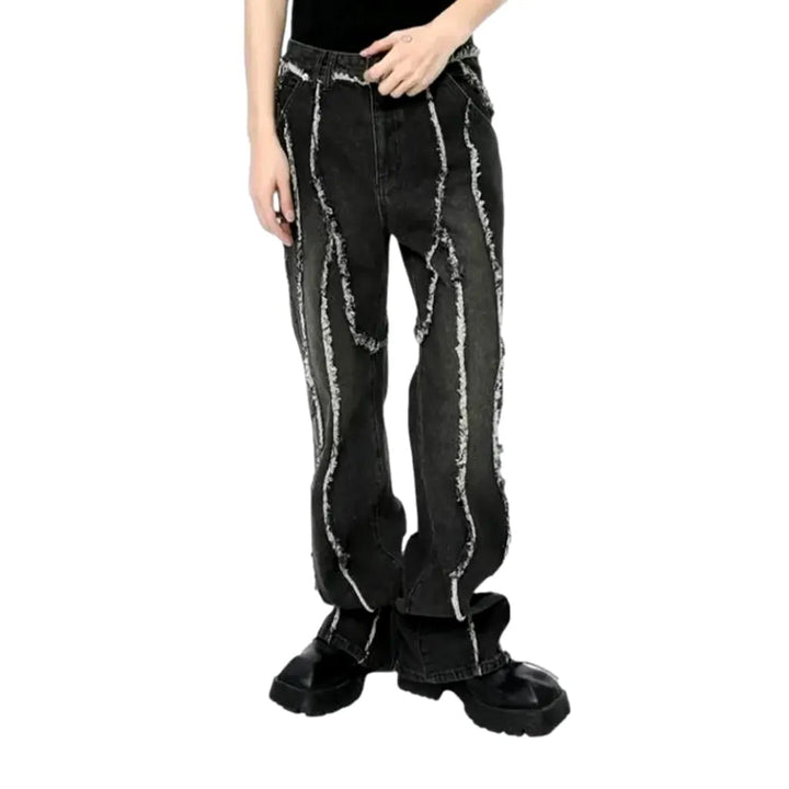 Baggy men's embroidered jeans