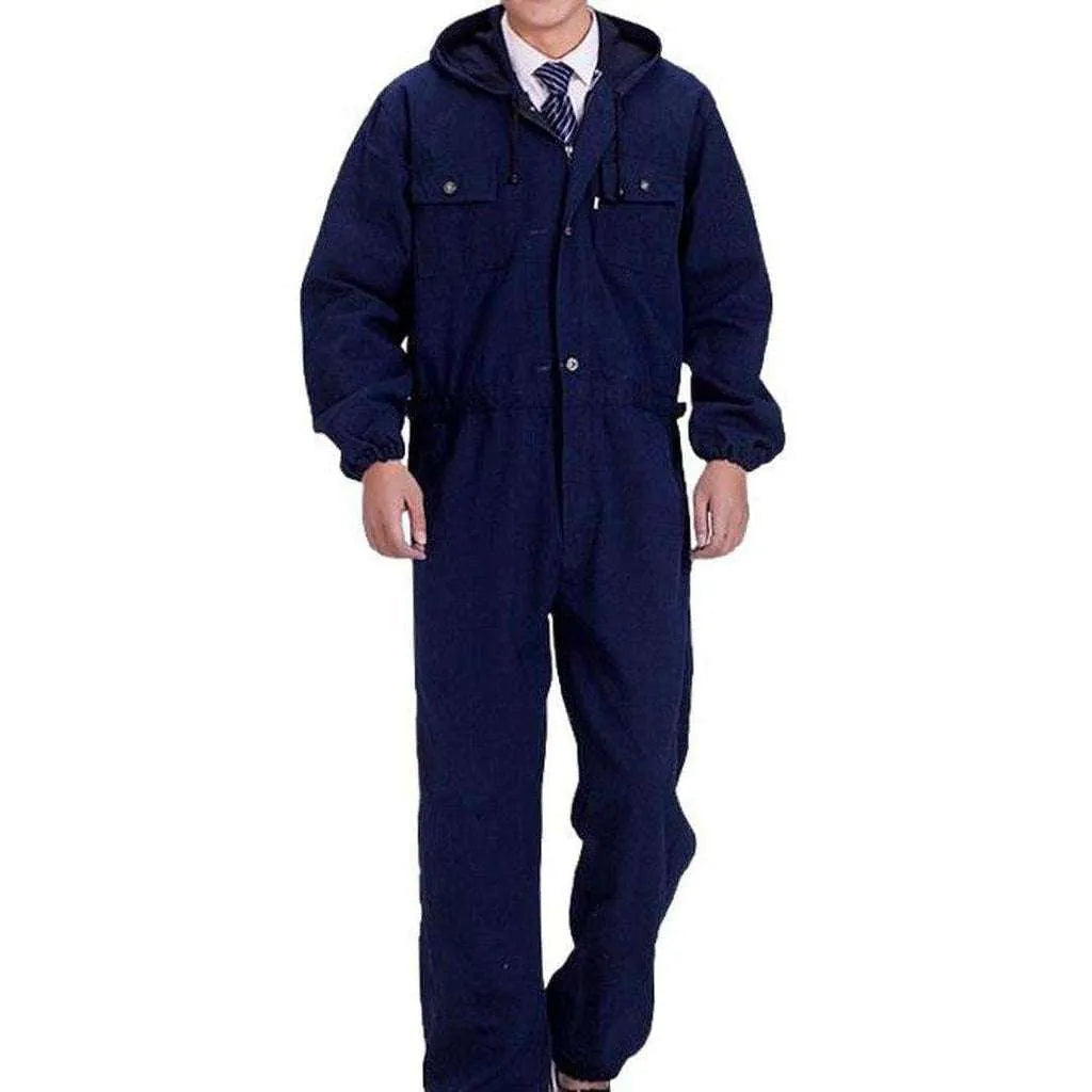 Baggy Men's Jean Jumpsuit - Dark Blue