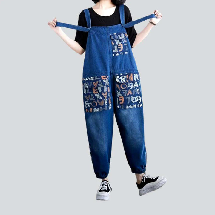 Baggy painted denim overall for women | Jeans4you.shop