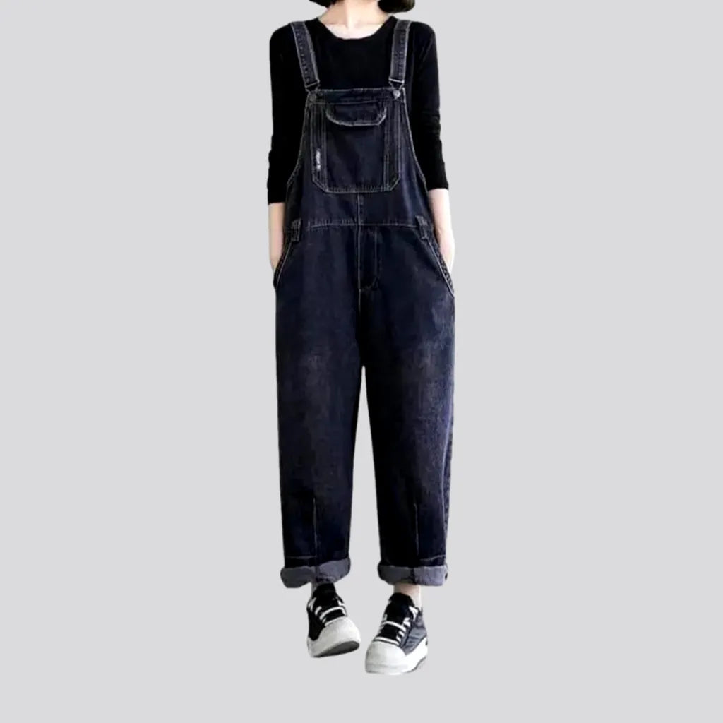 Baggy Sanded Denim Dungaree for Ladies | Jeans4you.shop