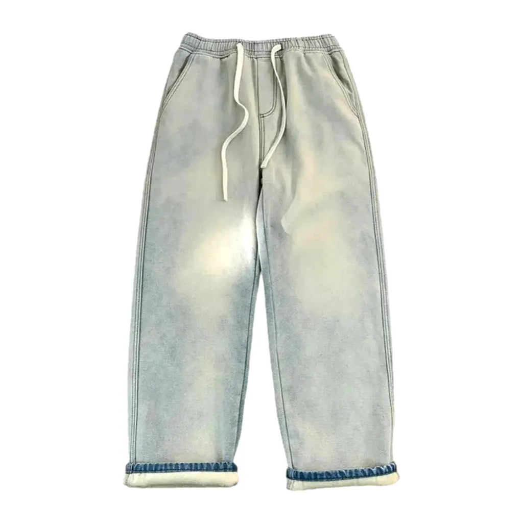 Medium Rise Boho Men's Jeans Joggers - Light Blue