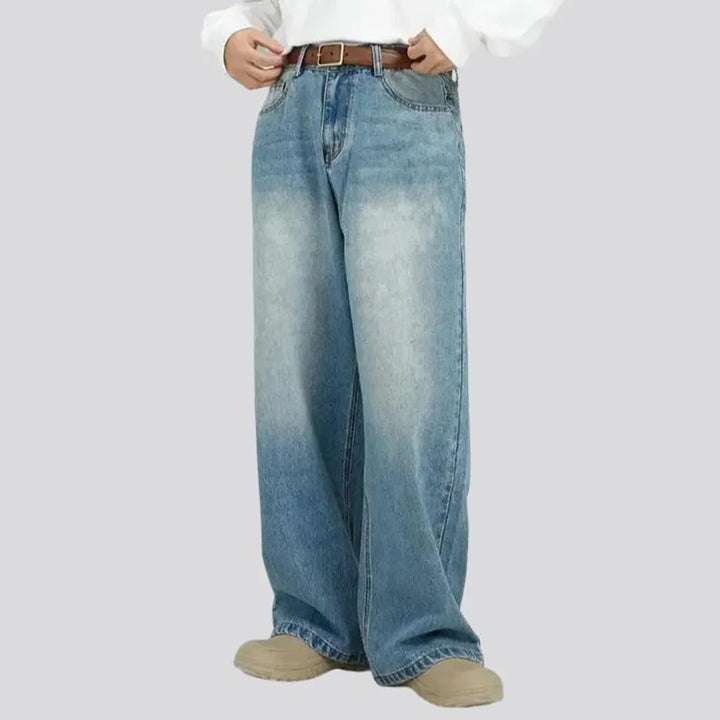 Mid-waist trendy men's jeans