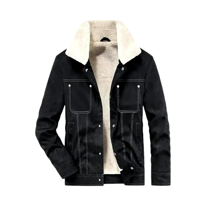 Stylish Men's Sherpa Coat - Black