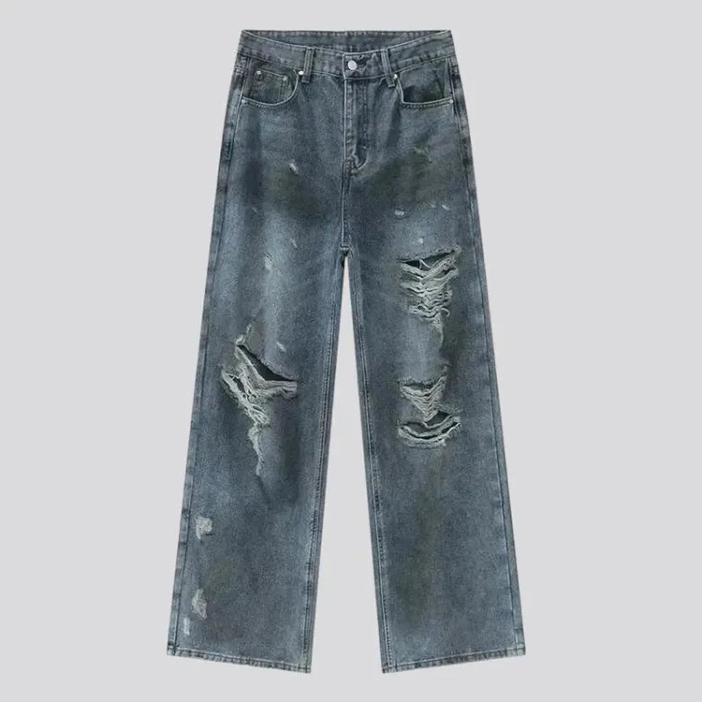 Sanded men's grunge jeans