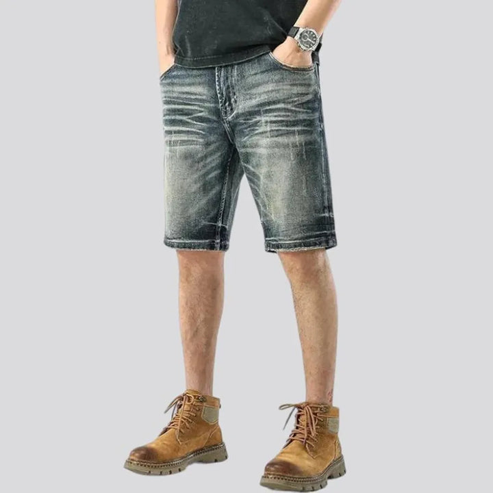 Whiskered baggy men's jean shorts