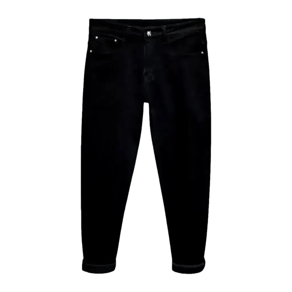 Tapered Deep Black Fashion Men's Jeans - Black