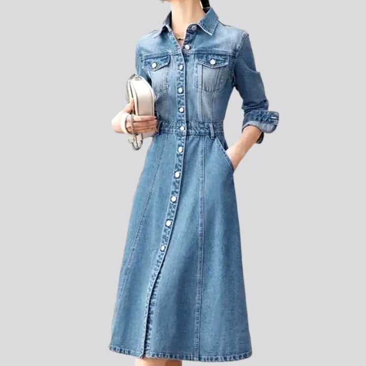 Bell-shaped sanded jean dress | Jeans4you.shop