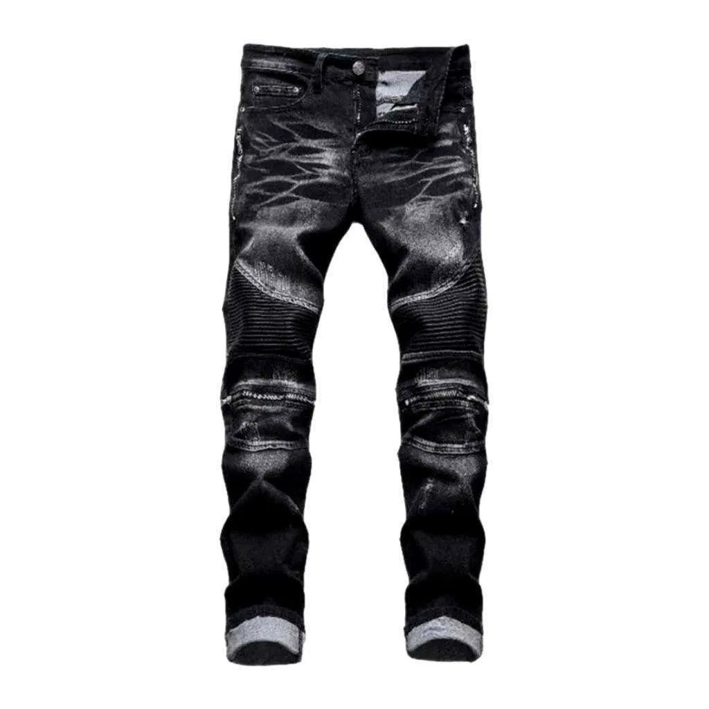 Biker men's sanded jeans