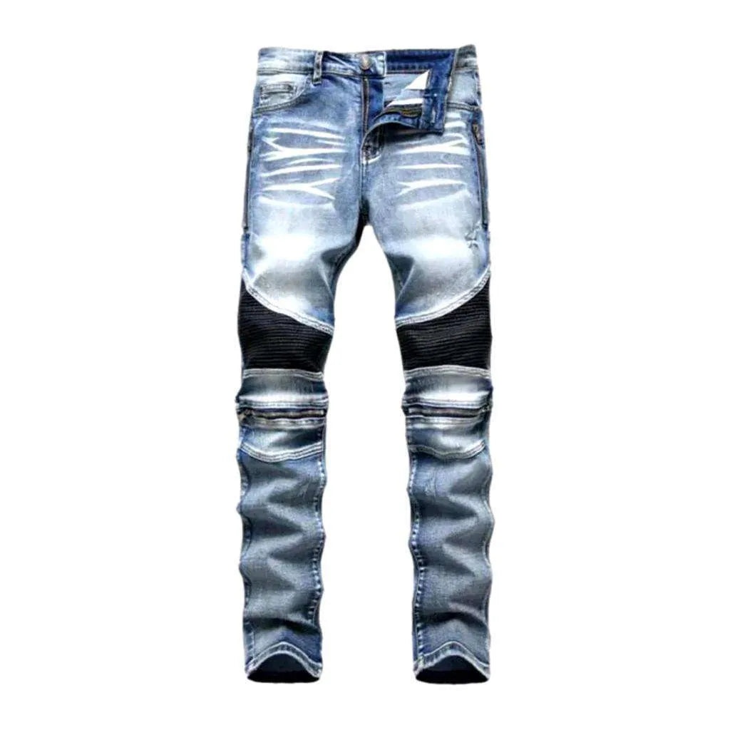 Biker men's sanded jeans