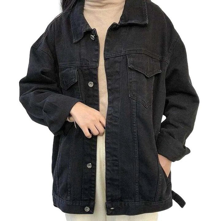 Black oversized women's jeans jacket