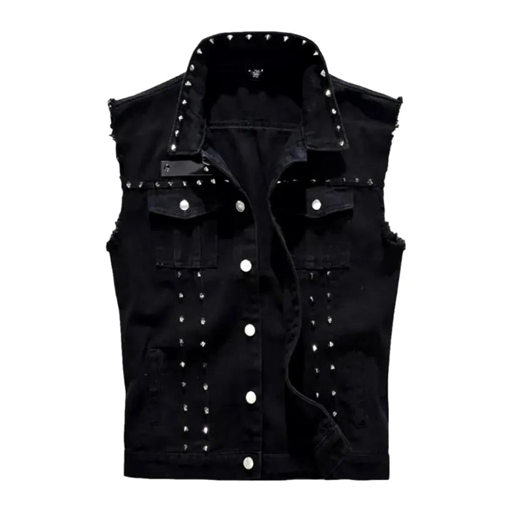 Black y2k men's denim vest