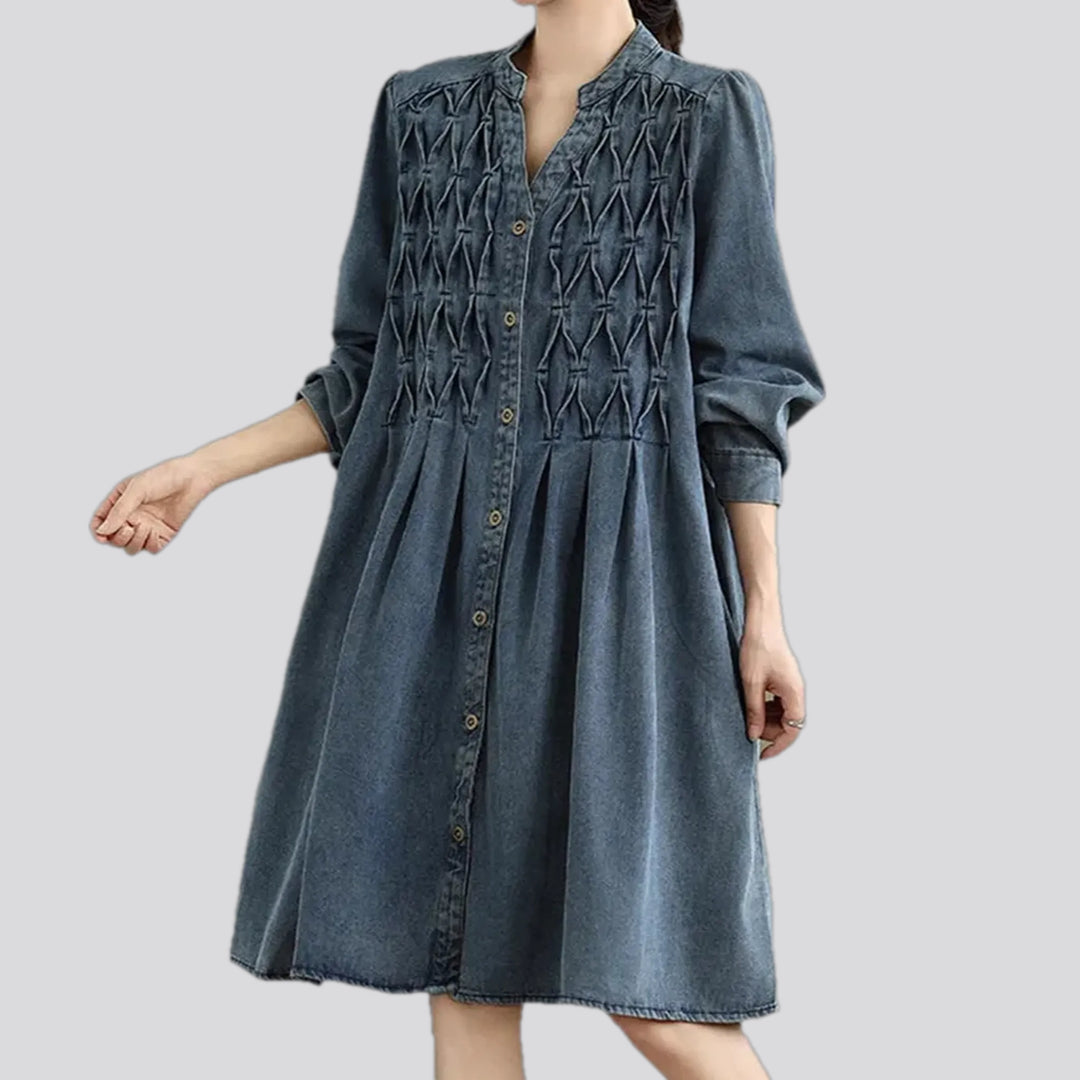 Boho Casual Lattice Denim Dress | Jeans4you.shop