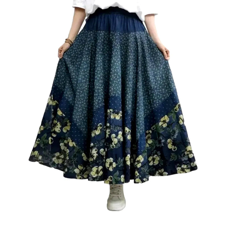 Boho women's denim skirt