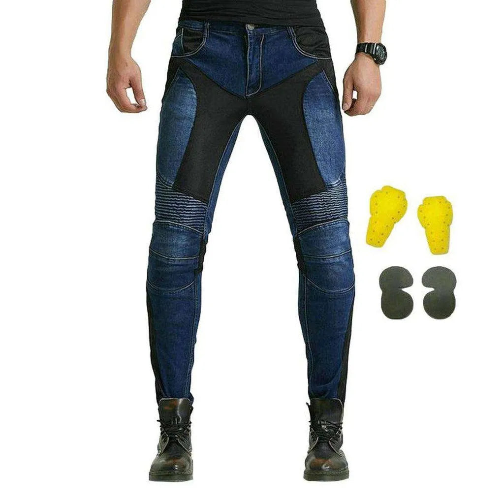 Breathable mesh men's biker jeans