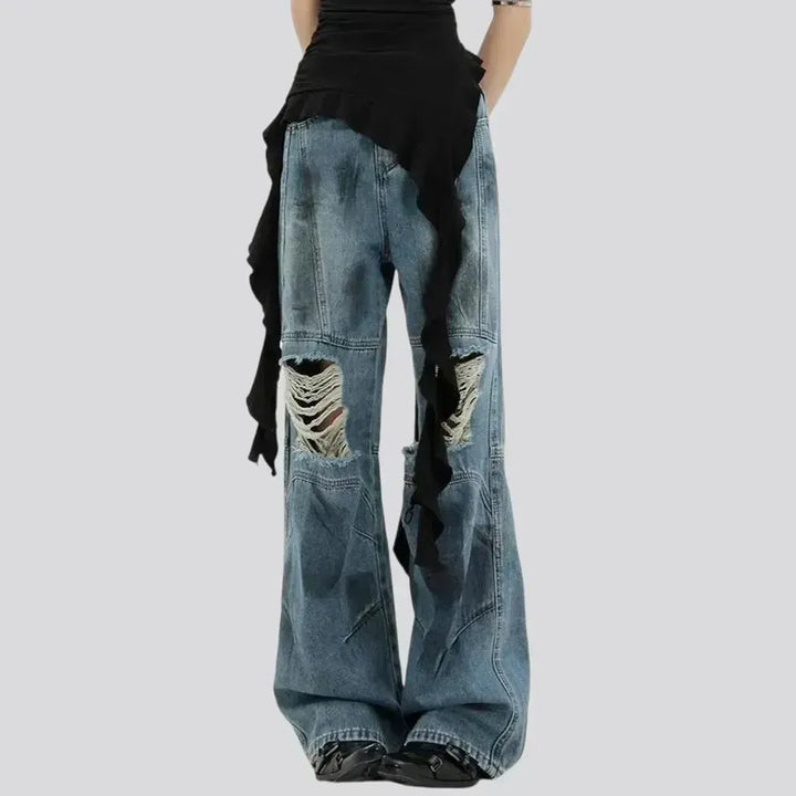 Distressed boho jeans for women