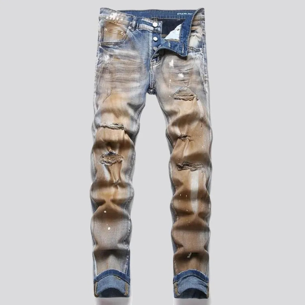 Painted brown-paint jeans
 for men | Jeans4you.shop