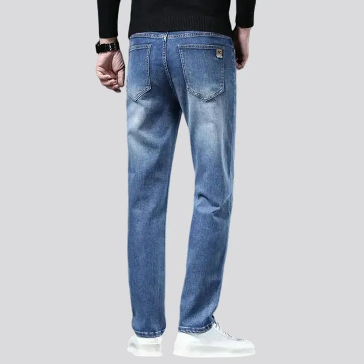 Casual style elastic high rise men's jeans