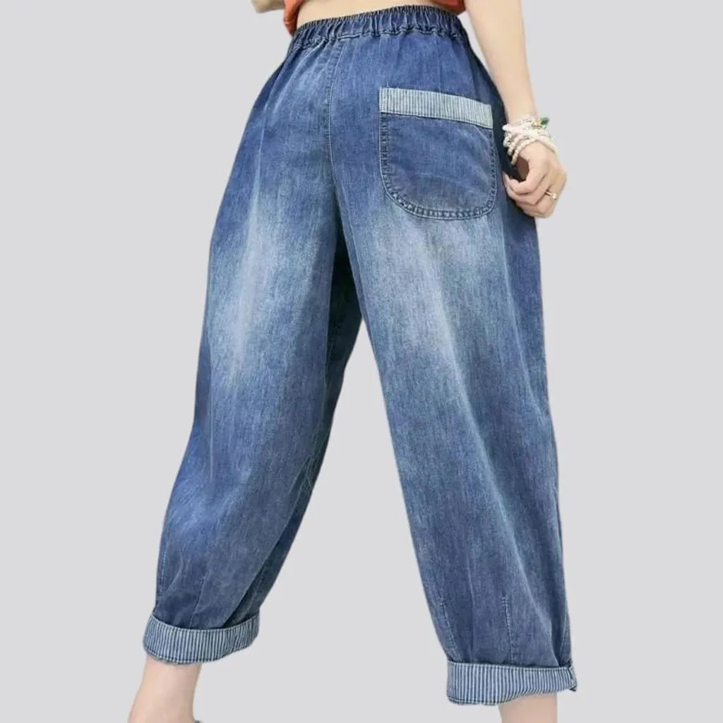 Patchwork jean pants
 for women