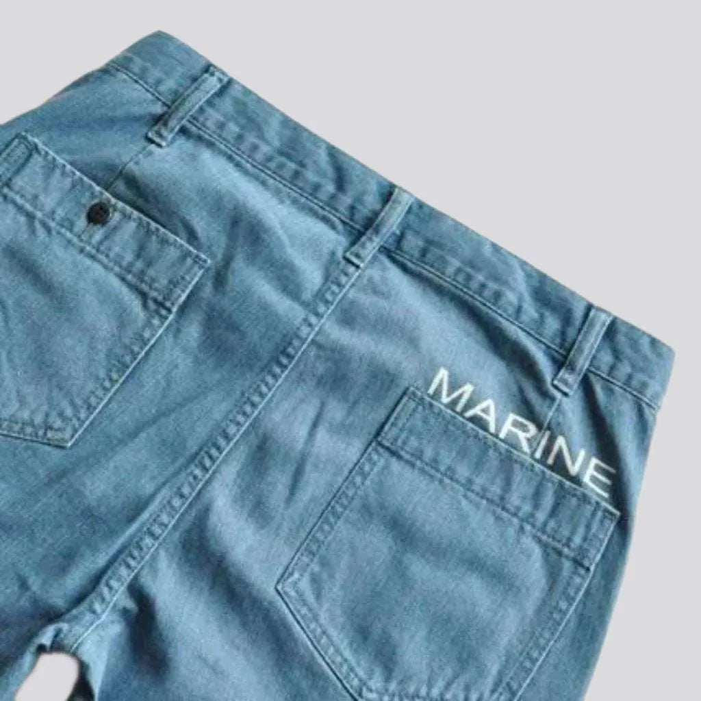 Mid-waist denim shorts
 for men
