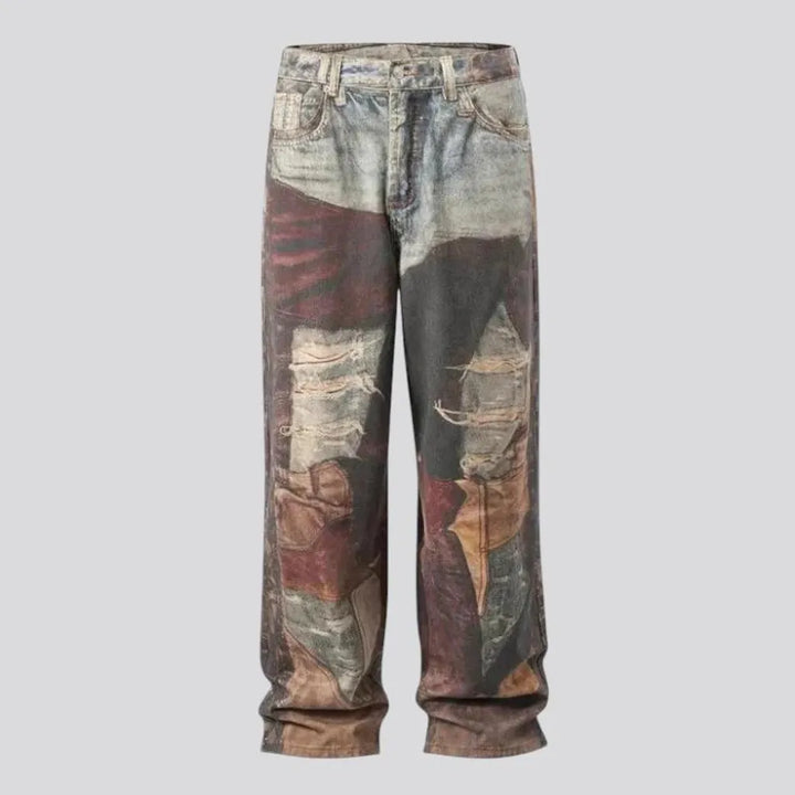 Mid rise multi-color men's jeans