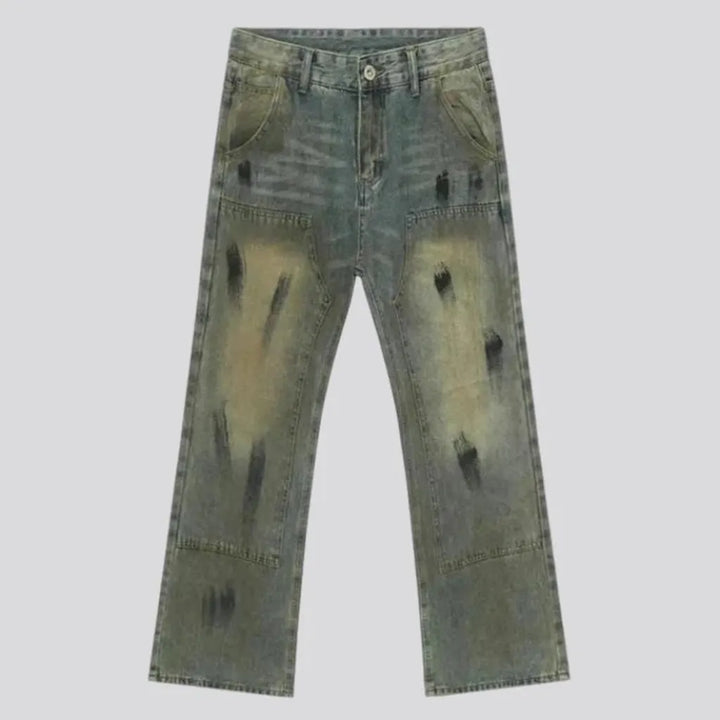 Vintage style carpenter patches men's jeans