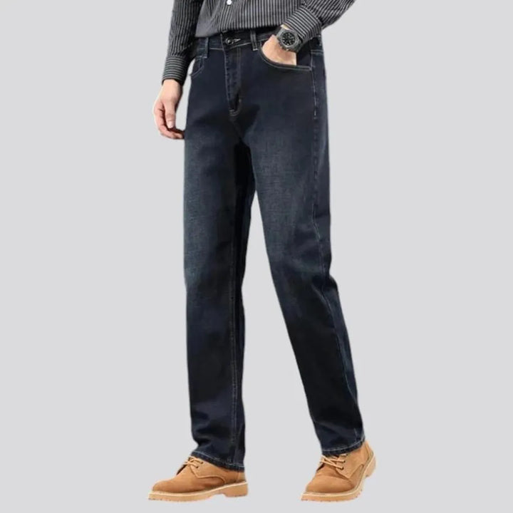 Sanded stonewashed casual jeans for men