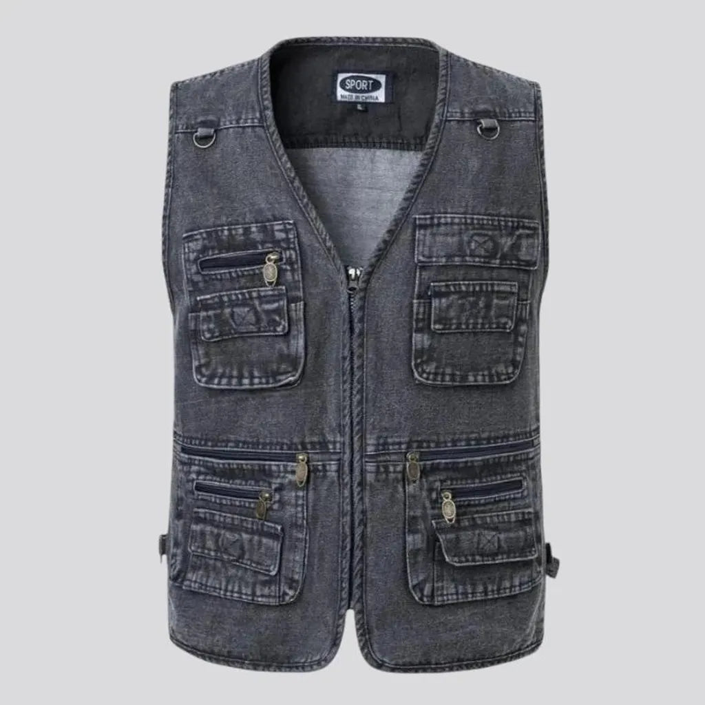 Regular fit vintage work worker men's denim vest