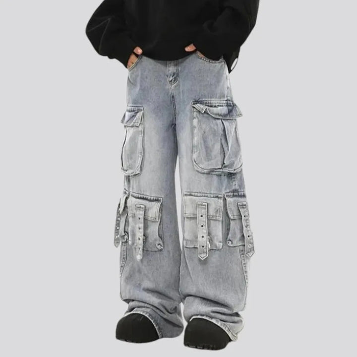 Baggy cargo multi pocket men's jeans