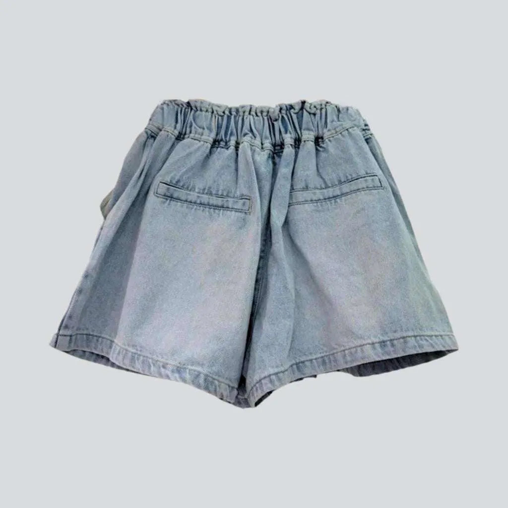 Streetwear women's rhinestone denim shorts
