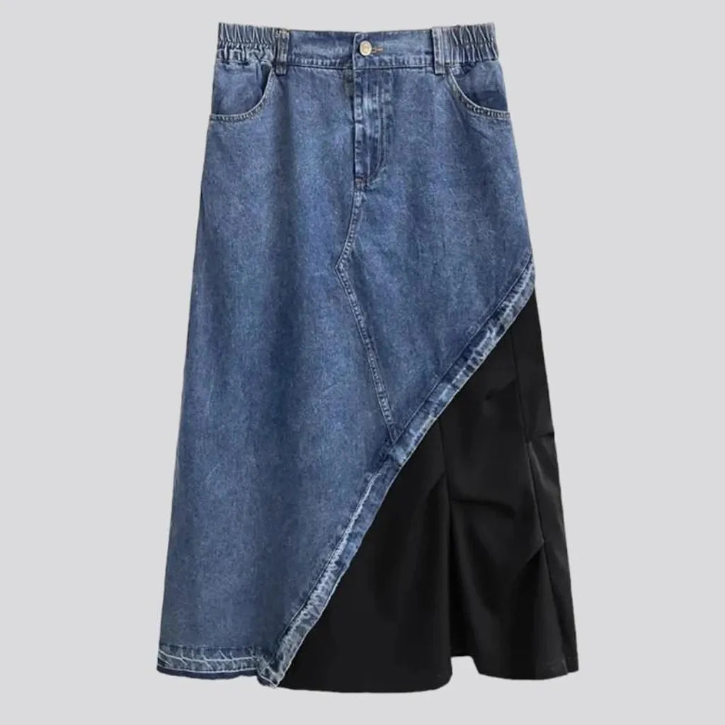 Asymmetric fashion jeans skirt for ladies