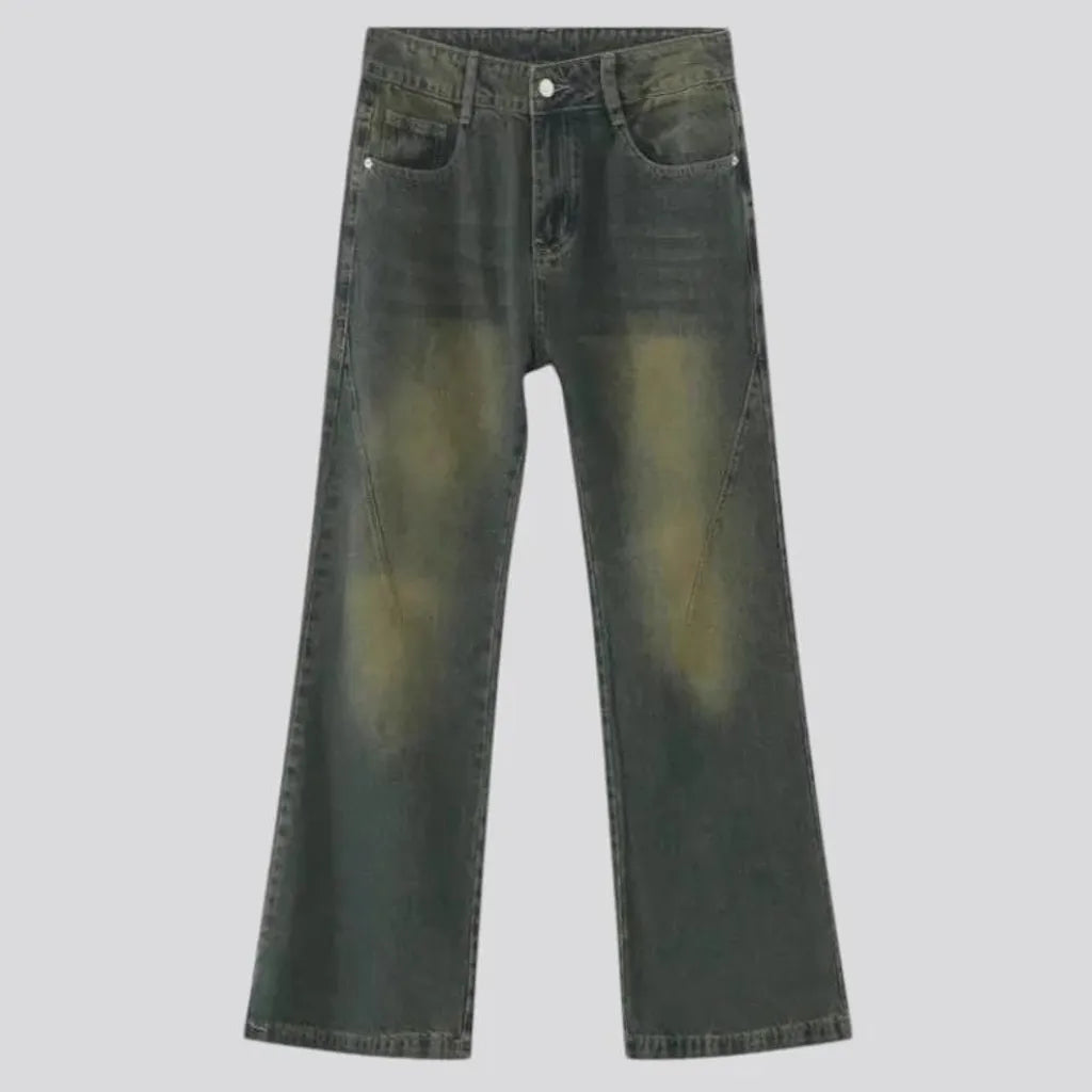 Sanded over dyed straight fit men's jeans