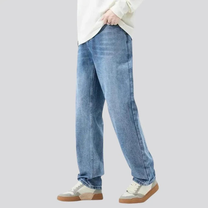 Sanded mid rise wide fit men's jeans