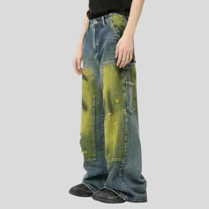 Artistic mid rise jeans for men