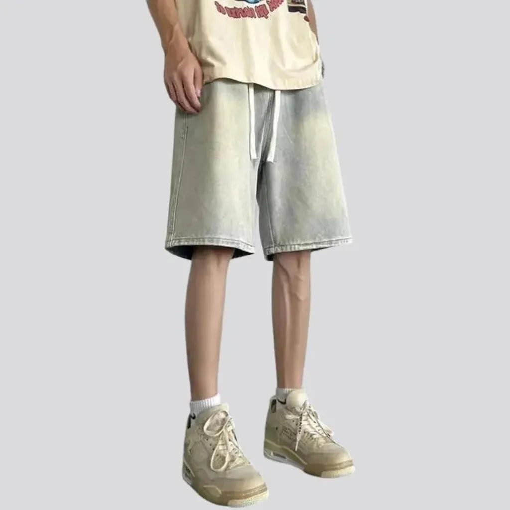 Vintage sanded men's denim shorts