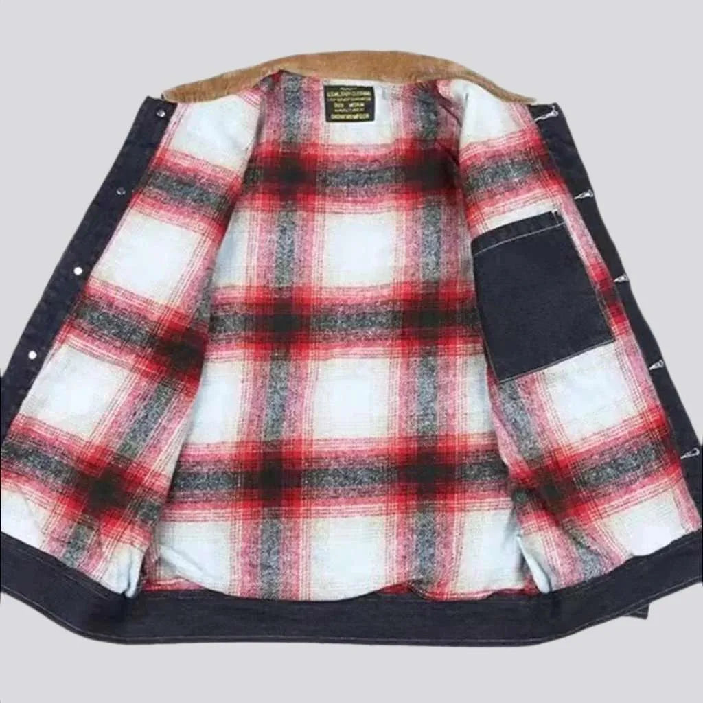 Insulated regular denim jacket
 for men