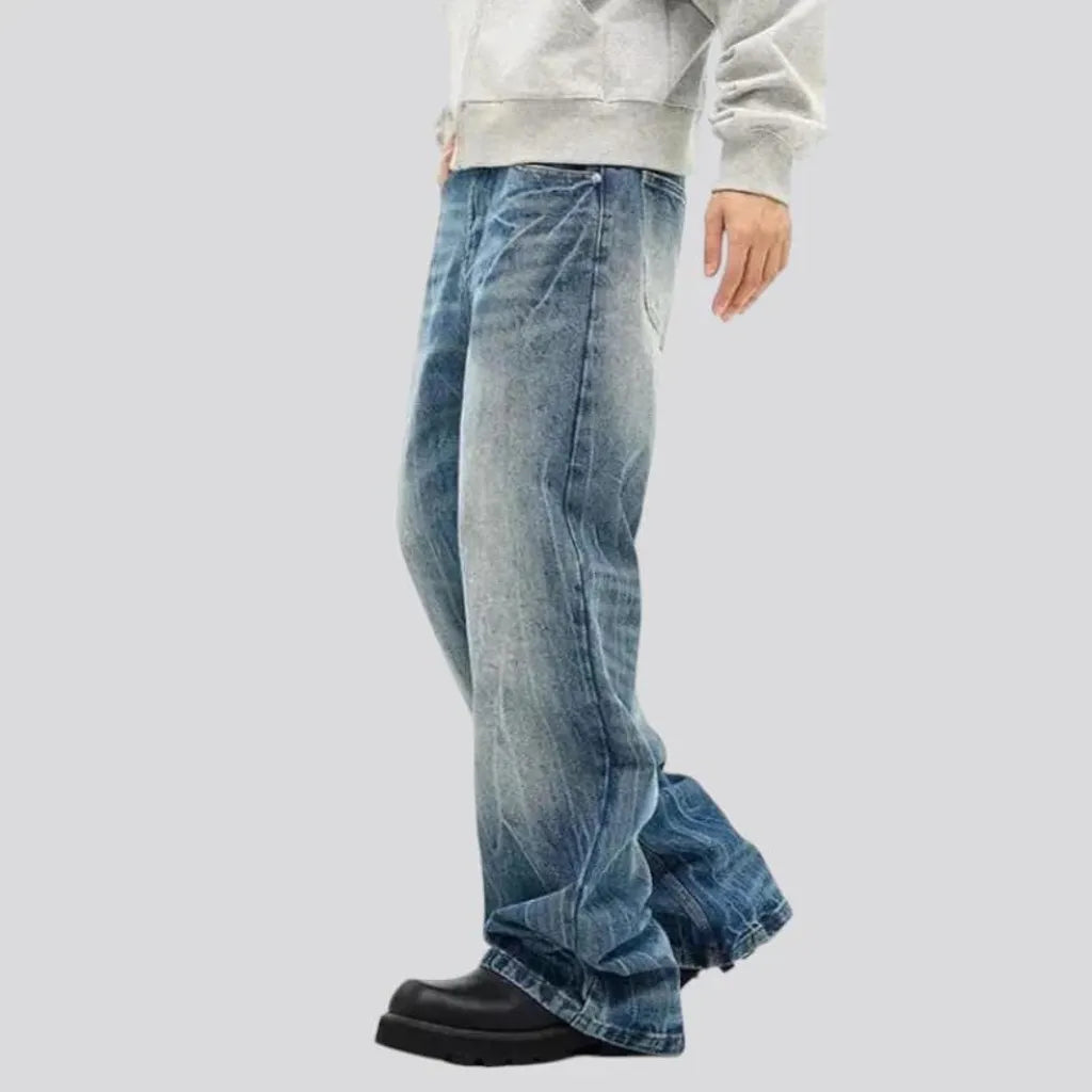 Distressed light high rise men's jeans