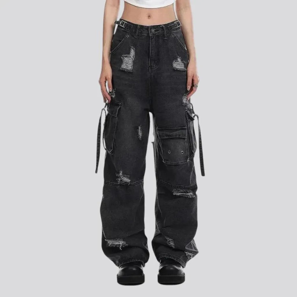 Baggy distressed grunge jeans for ladies