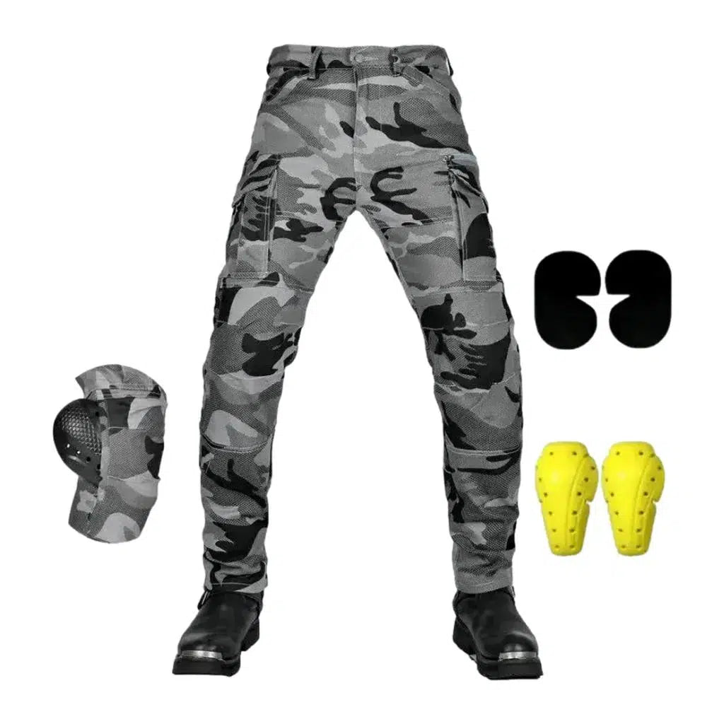 Camouflage grey moto jeans