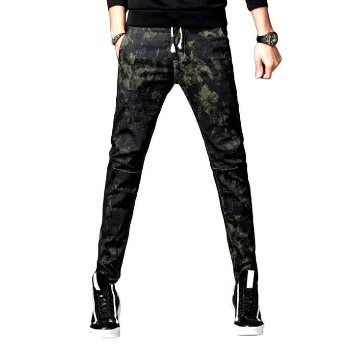 Camouflage print men's denim joggers