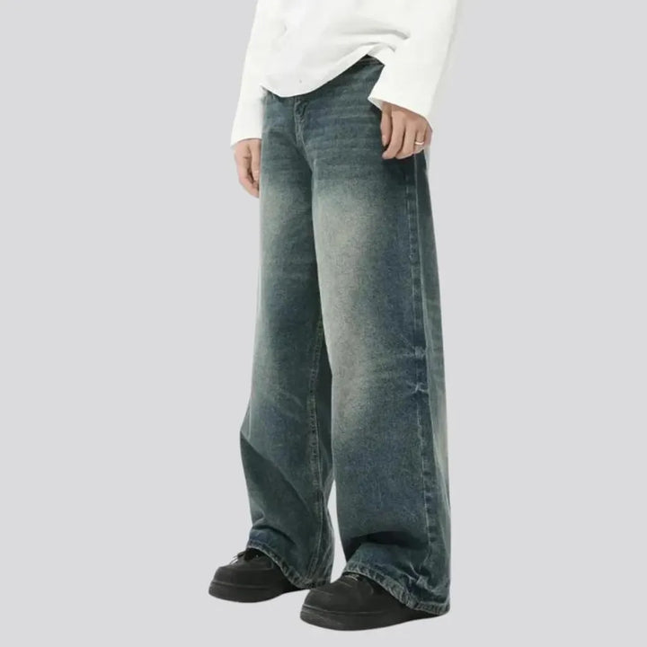 Sanded light washed out men's jeans